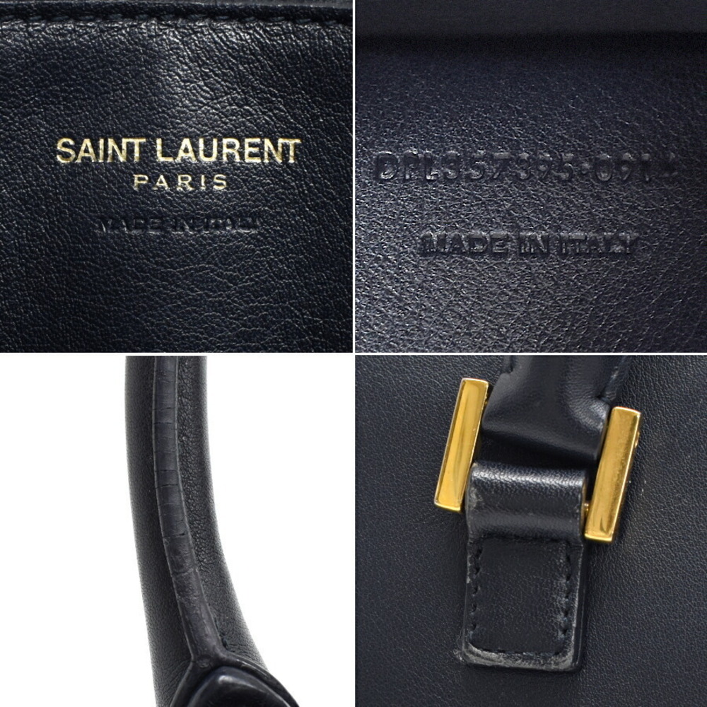 Saint Laurent Cabas Bag Dark Navy Blue Leather PARIS - Picture 9 of 9